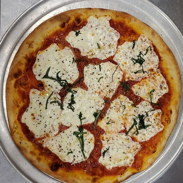 Large Margherita Pizza.